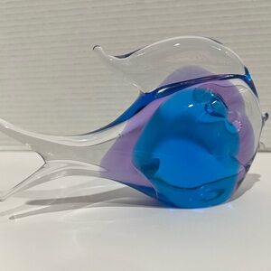 FM RONNEBY Sweden Art Glass FISH Blue Purple Paperweight